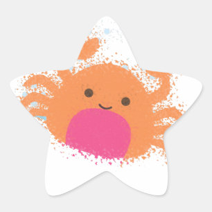 Orange Cartoon Crab Stern-Aufkleber