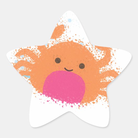 Orange Cartoon Crab Stern-Aufkleber (Vorderseite)