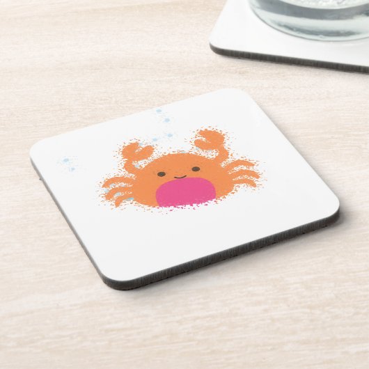 Orange Cartoon Crab Untersetzer (Linke Seite)