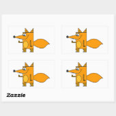 Orange Cartoon Fox Rechteckiger Aufkleber (Blatt)