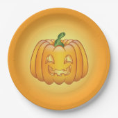 Orange Cartoon Halloween Pumpkin Pappteller (Vorderseite)