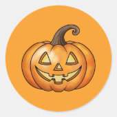 Orange Cartoon Kürbislaterne Pumpkin Halloween Runder Aufkleber (Vorderseite)