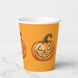 Orange Cartoon Kürbislaterne Pumpkins Halloween Pappbecher