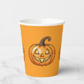 Orange Cartoon Kürbislaterne Pumpkins Halloween Pappbecher (Links)