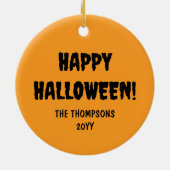 Orange Cartoon Pumpkin mit benutzerdefiniertem Tex Keramik Ornament (Hinten)