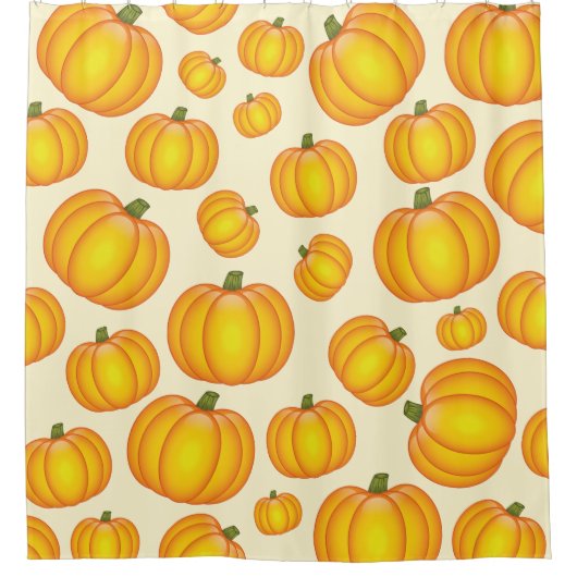 Orange Cartoon Pumpkin Pattern Duschvorhang (Vorderseite)