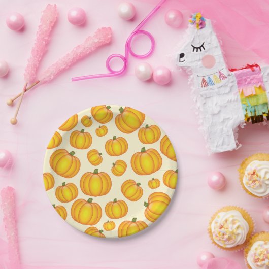 Orange Cartoon Pumpkin Pattern Pappteller (Party)