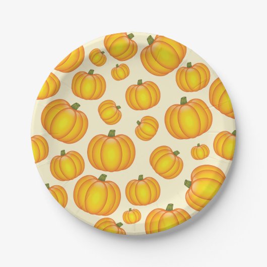 Orange Cartoon Pumpkin Pattern Pappteller (Vorderseite)