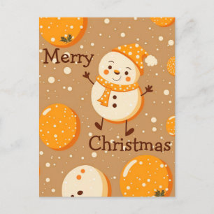 Orange Cartoon Weihnachtskarte mit Snowman Feiertagspostkarte