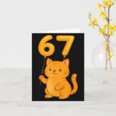 Orange Cat 67 Meme Six Seven Balloon Funny Gen Alp Karte (Gelbe Blume)