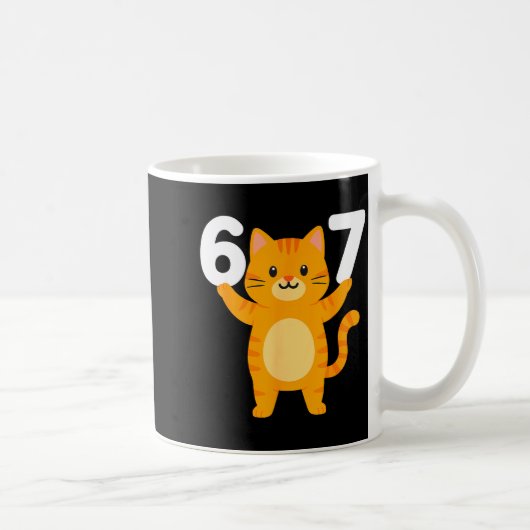 Orange Cat 67 Meme Six Seven Funny Cat Lover  Kaffeetasse (Rechts)