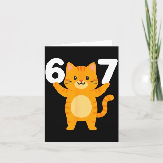 Orange Cat 67 Meme Six Seven Funny Cat Lover Karte (Vorderseite)