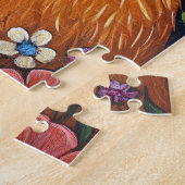 Orange Cat Amid farbenfrohe Blüten Puzzle (Seite)