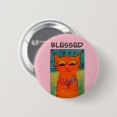 ORANGE CAT ART BLESSEED BUTTON (Vorne & Hinten)