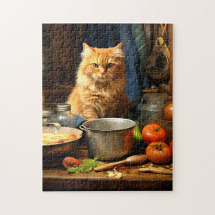Orange Cat auf Küchentisch Puzzle