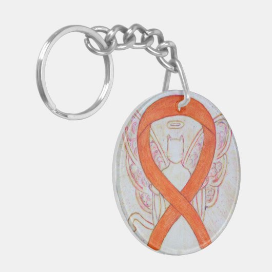 Orange Cat Awareness Ribbon Angel Custom Key Chain Schlüsselanhänger (Vorderseite links)