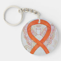 Orange Cat Awareness Ribbon Angel Custom Key Chain