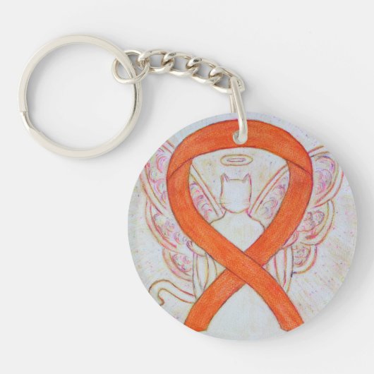 Orange Cat Awareness Ribbon Angel Custom Key Chain Schlüsselanhänger (Vorderseite)
