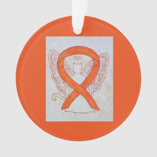 Orange Cat Awareness Ribbon Angel Ornamente (Vorderseite)