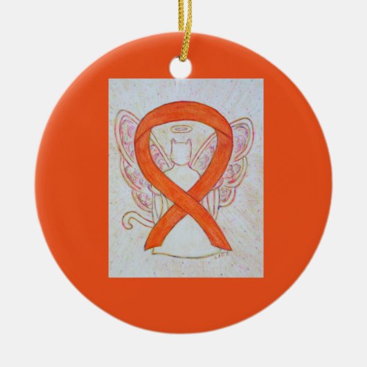 Orange Cat Awareness Ribbon Angel Ornamente (Vorne)