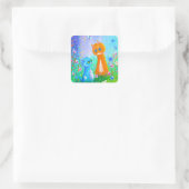 Orange Cat Blume Creationarts Square Sticker (Tasche)