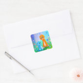 Orange Cat Blume Creationarts Square Sticker (Umschlag)
