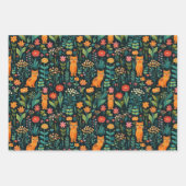 Orange Cat Botanical Geschenkpapier Set (Vorderseite 2)