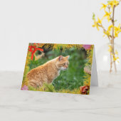 Orange Cat Christmas Card Karte (Gelbe Blume)