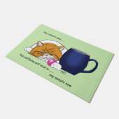 Orange Cat Coffee Tasse Blue Fußmatte (Schrägansicht)