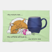 Orange Cat Coffee Tasse Blue Geschirrtuch (Horizontal)