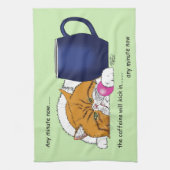 Orange Cat Coffee Tasse Blue Geschirrtuch (Vertikal)