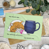 Orange Cat Coffee Tasse Blue Geschirrtuch