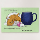 Orange Cat Coffee Tasse Blue Puzzle (Horizontal)