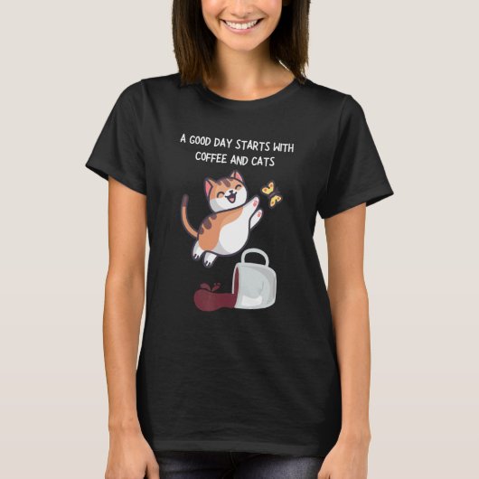 Orange Cat Coffee Tasse Chat T-Shirt (Vorderseite)
