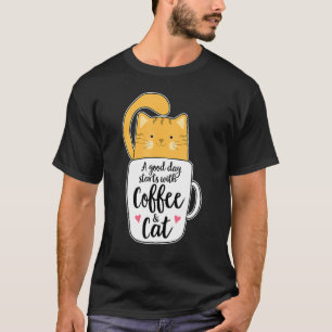 Orange Cat Coffee Tasse Chat T-Shirt
