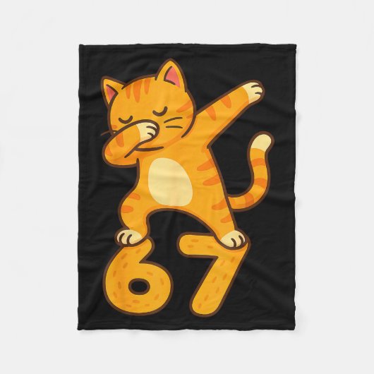Orange Cat Dabbing Funny 67 Six Seven Meme Fleecedecke (Vorderseite)