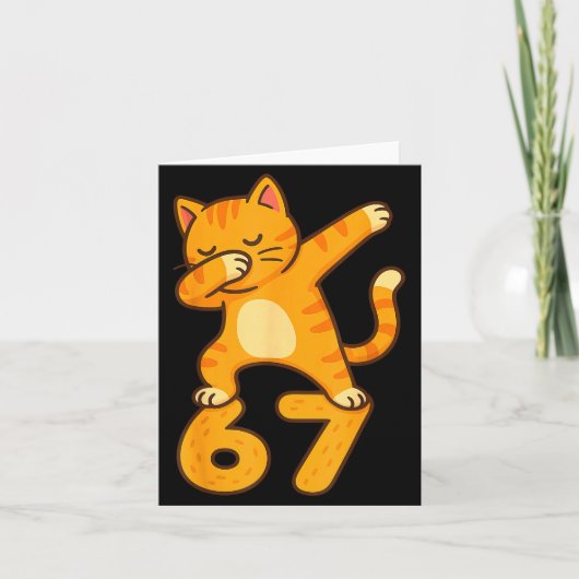 Orange Cat Dabbing Funny 67 Six Seven Meme  Karte (Vorderseite)