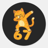 Orange Cat Dabbing Funny 67 Six Seven Meme  Runder Aufkleber (Vorderseite)