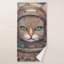 Orange Cat Drinking Tee Badhandtuch Set