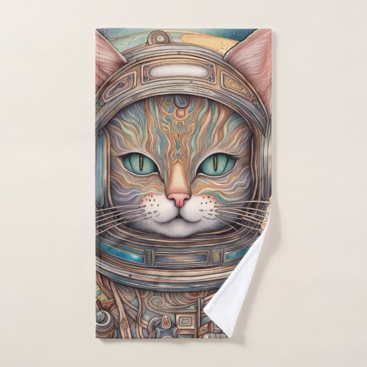 Orange Cat Drinking Tee Badhandtuch Set (Handtuch)