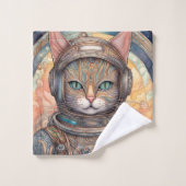 Orange Cat Drinking Tee Badhandtuch Set (Waschlappen)