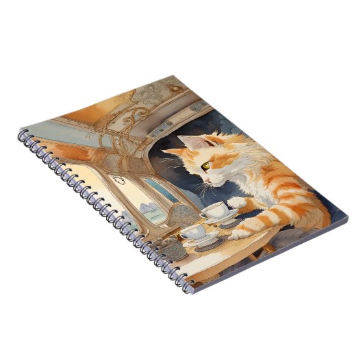 Orange Cat Drinking Tee Notizblock (Rechte Seite)