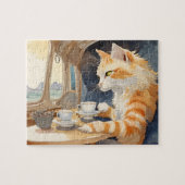 Orange Cat Drinking Tee Puzzle (Horizontal)