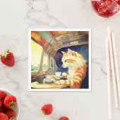 Orange Cat Drinking Tee Serviette (Beispiel)