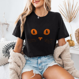 Orange Cat Face Spooky Niedliches Minimalistisches T-Shirt