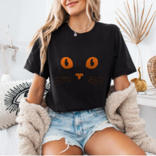 Orange Cat Face Spooky Niedliches Minimalistisches T-Shirt