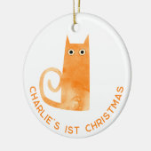 Orange Cat First Christmas Personalisiert Keramik Ornament (Links)