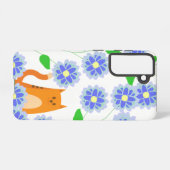 Orange Cat Floral Samsung Galaxy Case – White Hülle (Rückseite (Horizontal))