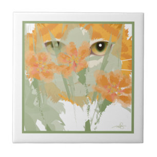 Orange Cat Foliage Peeper Fliese