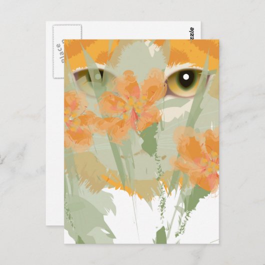 Orange Cat Foliage Peeper Postkarte (Vorne/Hinten)